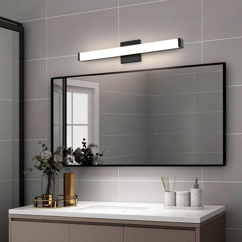 Modern Integrated LED Vanity Light Bar - 6 Variants (24in/30in, Matte Black/Brushed Nickel/Gold), 3000K, Damp Rated for Bathroom