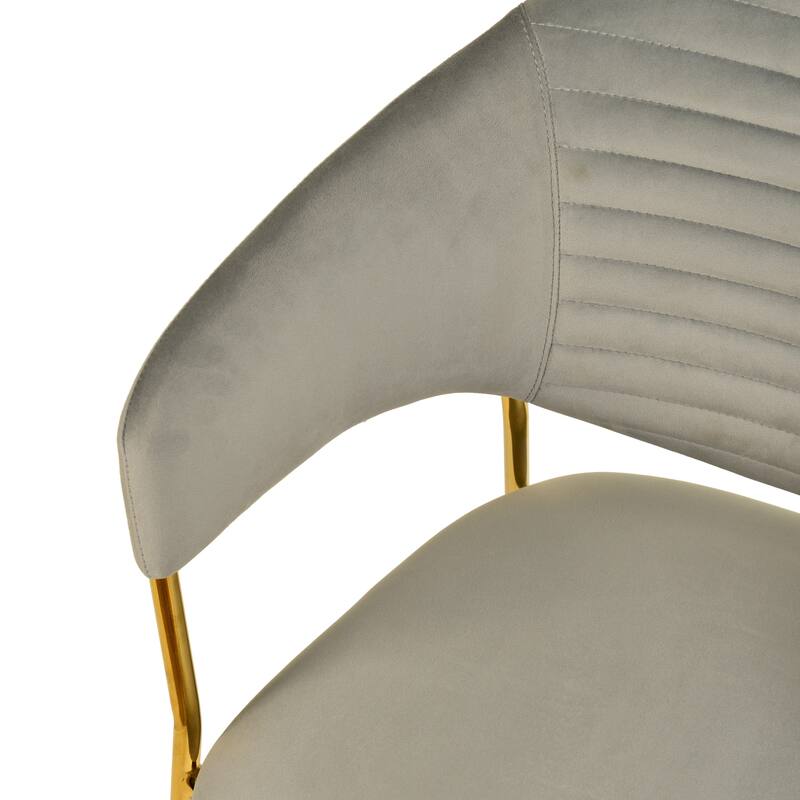 LeisureMod Bella Modern Mid-Century Leather/Velvet Dining Chair in Gold Stainless Steel Armchair for Home & Kitchen Banquet