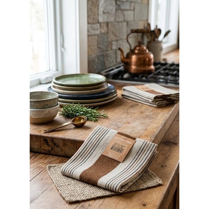 Gingham Stripe Kitchen Towel Set of 4