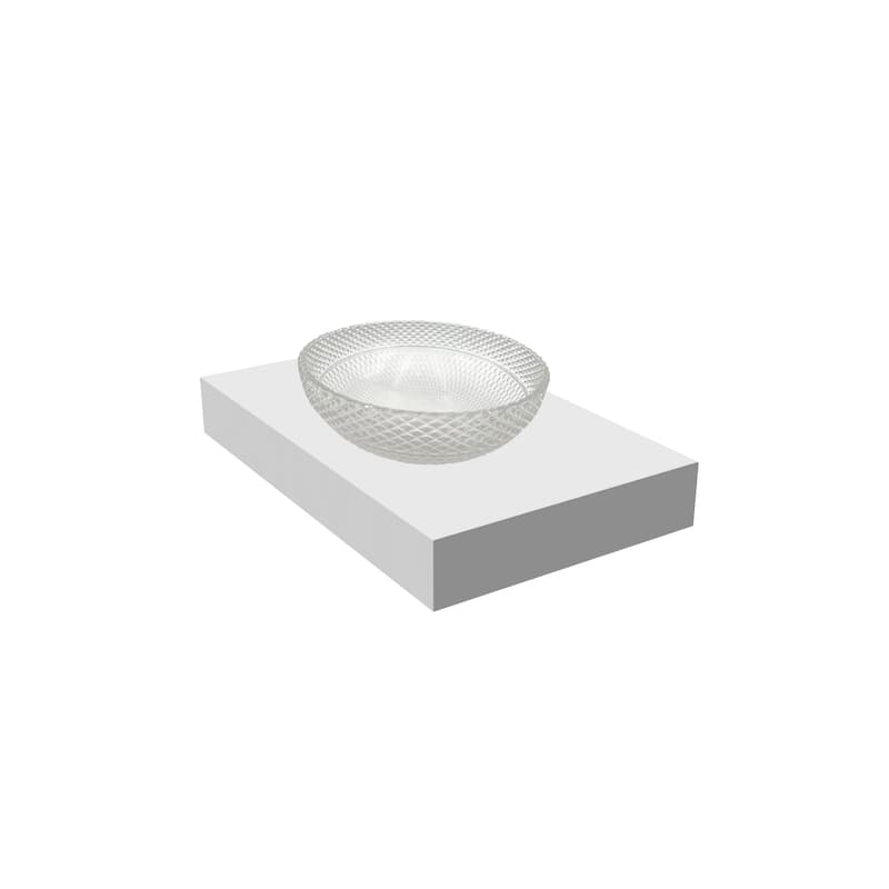 Jewel 16" Round Decorative Crystal Vessel Sinks With White Base
