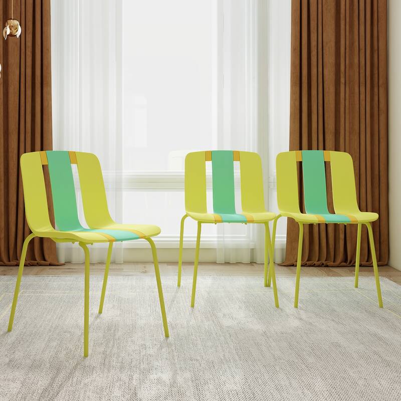 4-Pack Modern Striped Color Block Chairs