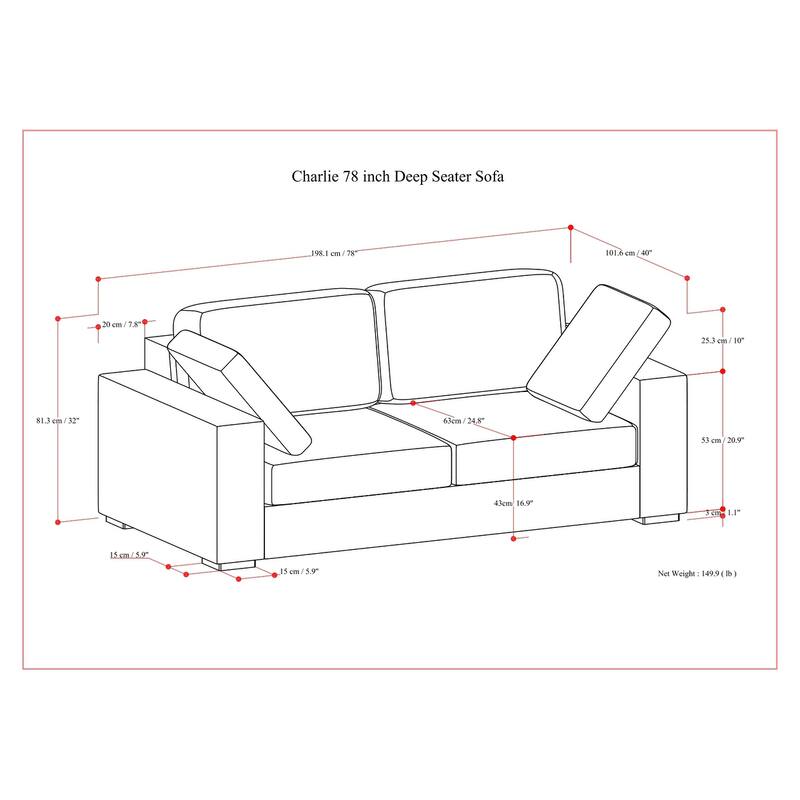 WyndenHall Roscoe 78-inch Sofa in Tightly Woven Performance Fabric