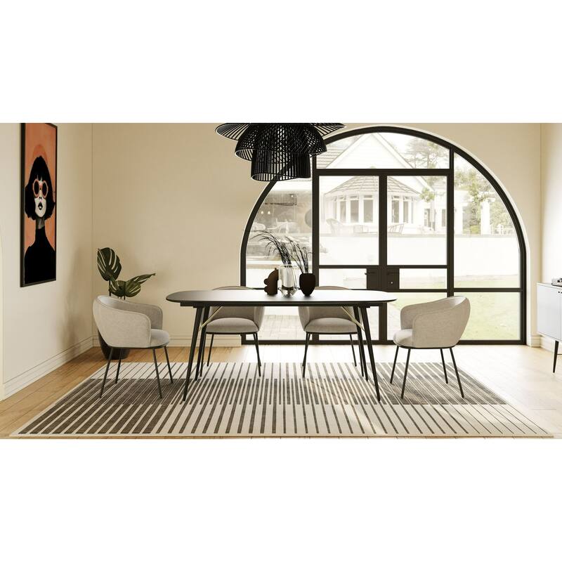 Modrest Billy Modern Black Oak & Gold Extendable Dining Table