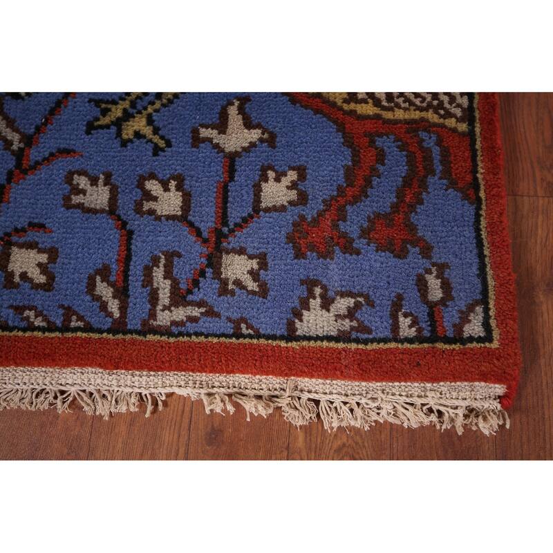 Animals Blue Design Ziegler Indian Runner Rug Handmade Wool Carpet - 2'6"x 7'11"