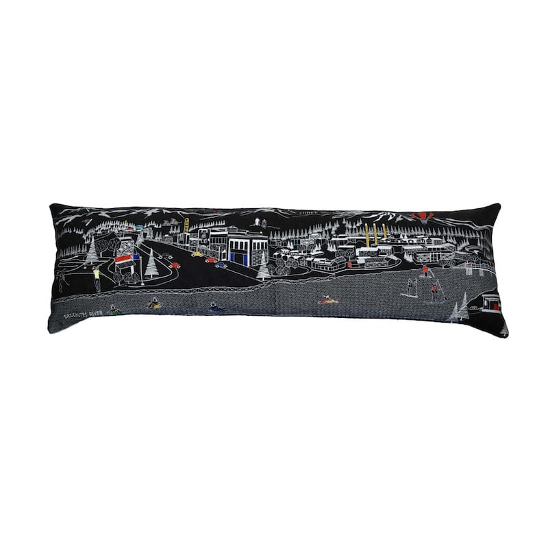 46" Black Bend Nighttime Skyline Lumbar Decorative Pillow