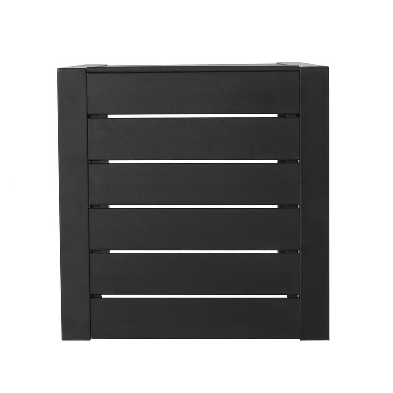 Roomfitters Modern Outdoor Side Table with Slatted Aluminium Frame, Weather-Resistant Accent Table for Patio