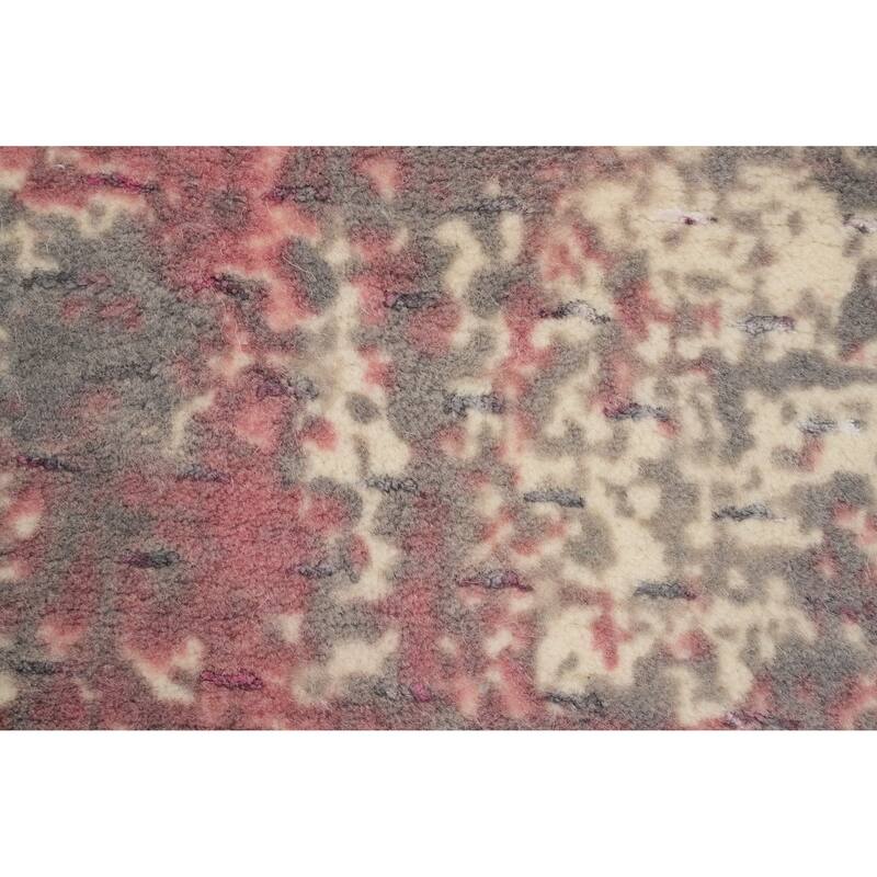 Hand Knotted Oriental Viscose Silk Carpet Modern All-Over Pink Abstract Area Rug - 3' 0'' X 2' 0''