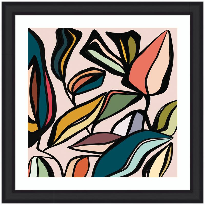 Kate and Laurel Fanciful Ficus SQ Expansion by Alicia Bock Framed Wall Art Print - 27 x 27 - Black