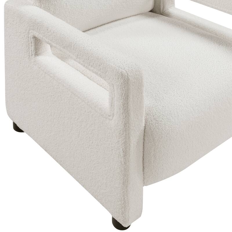 June 30" Boucle Fabric Accent Chair - Attached Cushions