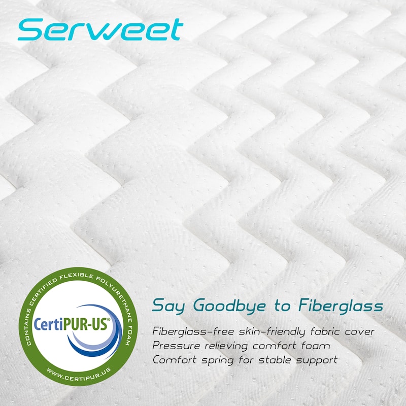 Serweet 8 Inch Bamboo Charcoal Memory Foam Hybrid Mattress