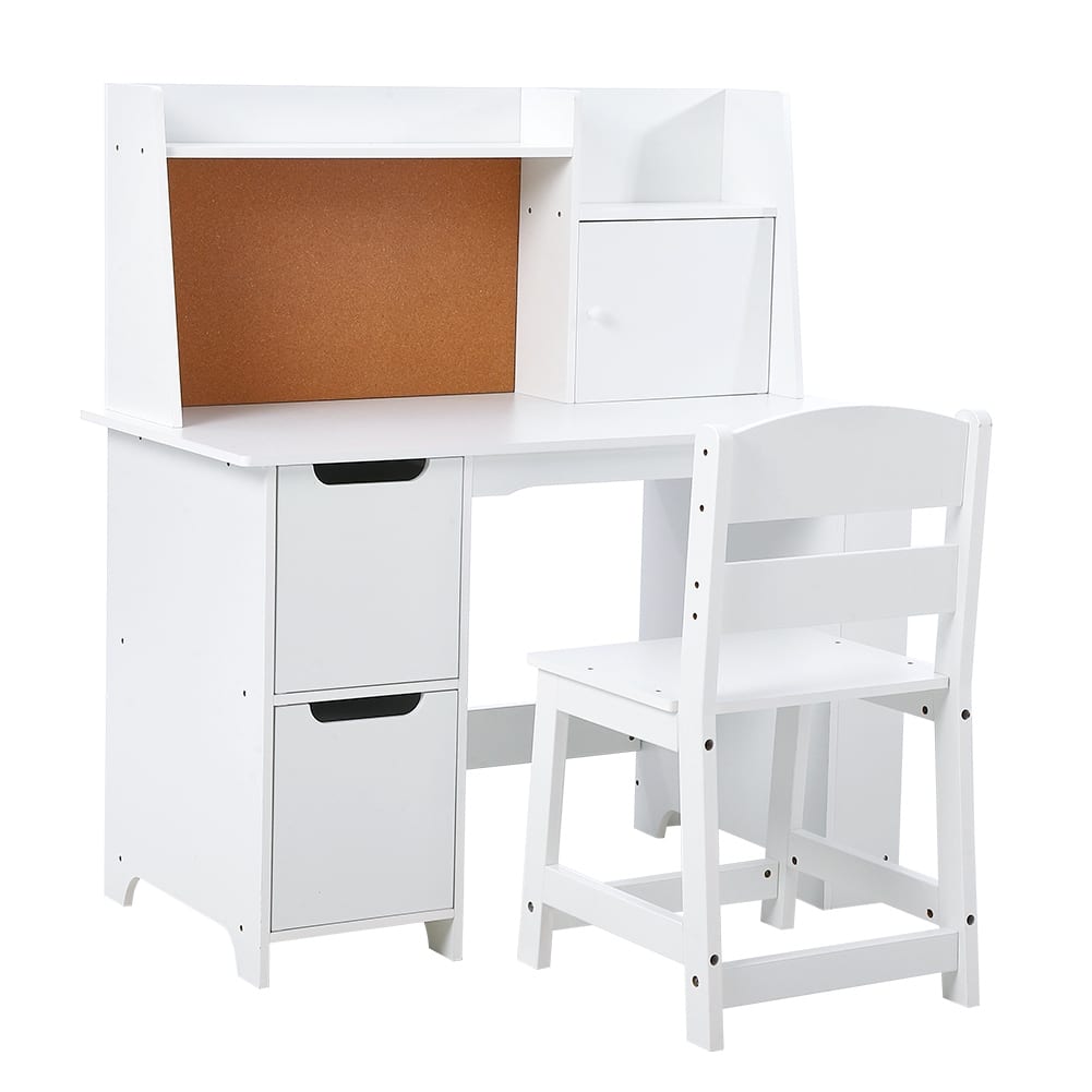 Complete Study Set, Desk, Chair, Bookshelf, Bulletin Board, and Cabinets