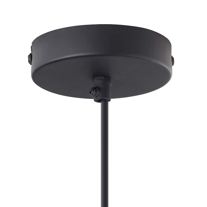 Gale River of Goods Black Metal and Hand-Blown Glass 7-Inch Pendant Light with Adjustable Hanging Cord - 7" x 7" x 63"