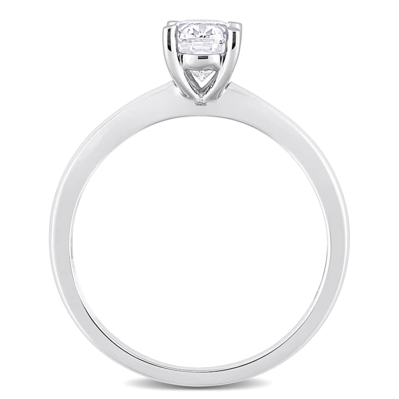 Miadora Sterling Silver 1ct TGW Oval-cut Created Moissanite Solitaire Engagement Ring