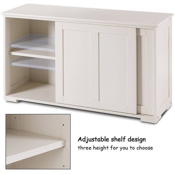 Shop Kitchen Storage Cupboard Cabinet With Sliding Door White