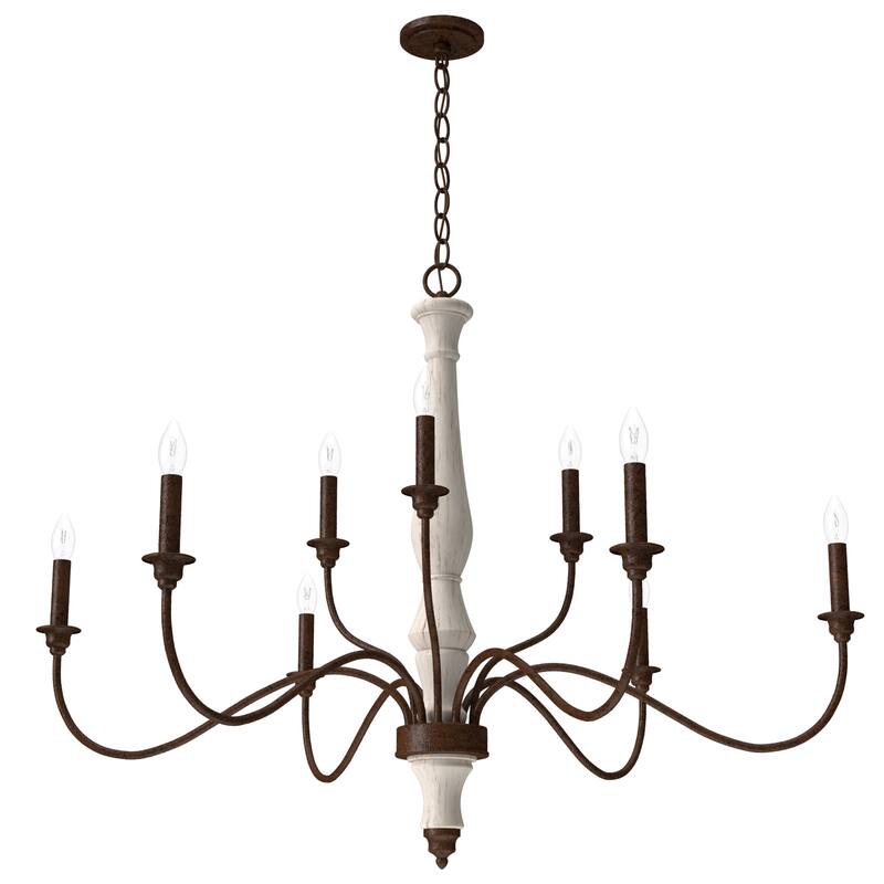 Hunter Teren 9-Light 2-Tier Chandelier - Dining Room, Living Room - Candle, Farmhouse, Vintage, French Country