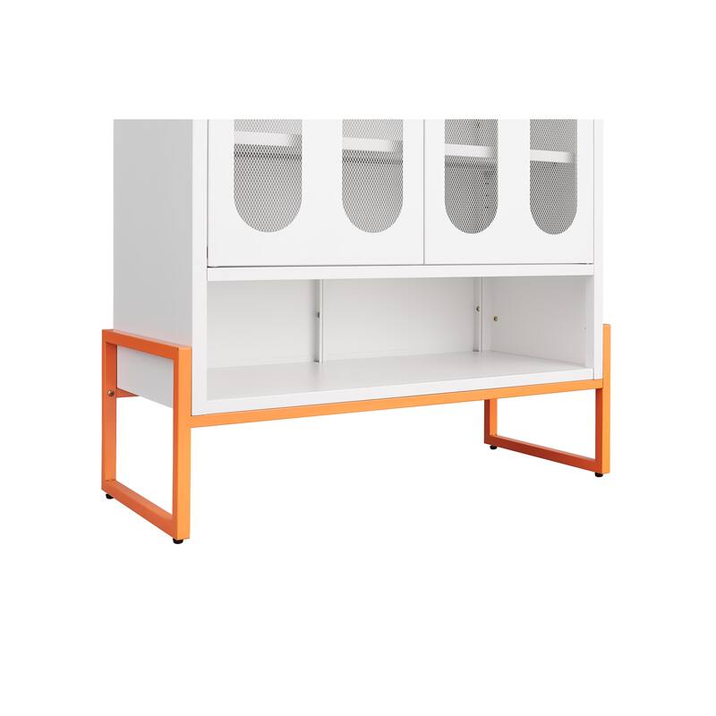 High Foot Double-Sided Mesh Door Shoe Cabinet With Movable Double-Layer Partitions And Hollow Base