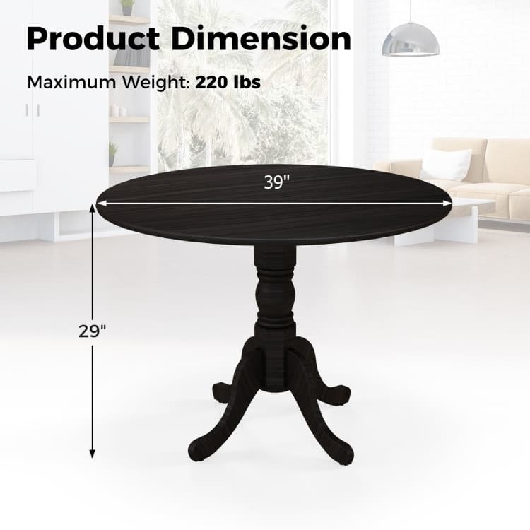 Rubber Wood Round Dining Table with Curved Legs and Adjustable Foot Pads - 40 x 40 x 29 inch (L x W x H)