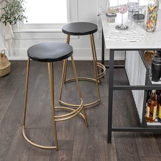Trinity 28.75" Modern Designer Iron Curved Backless Bar Stool, by JONATHAN Y