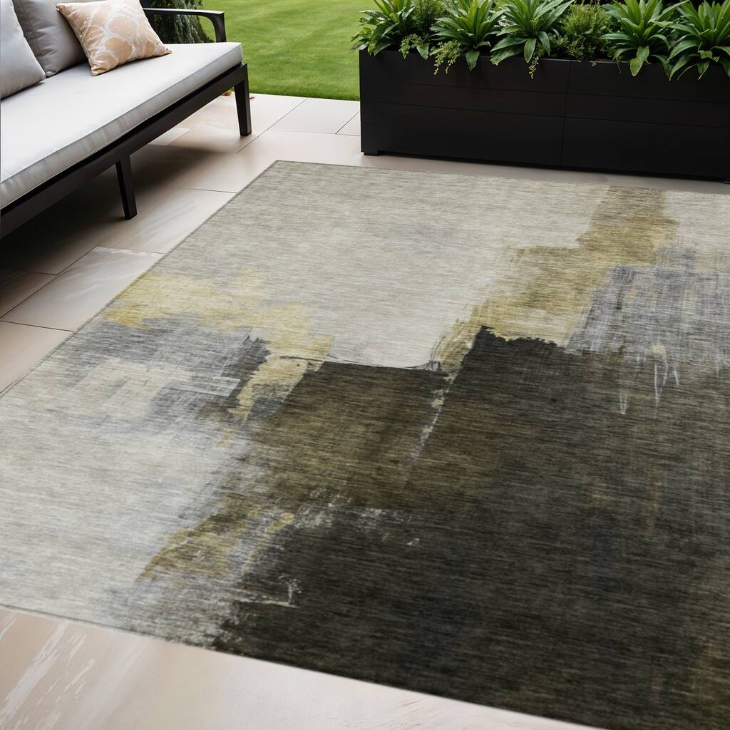 HomeRoots Abstract Transitional Rectangle Outdoor Rug