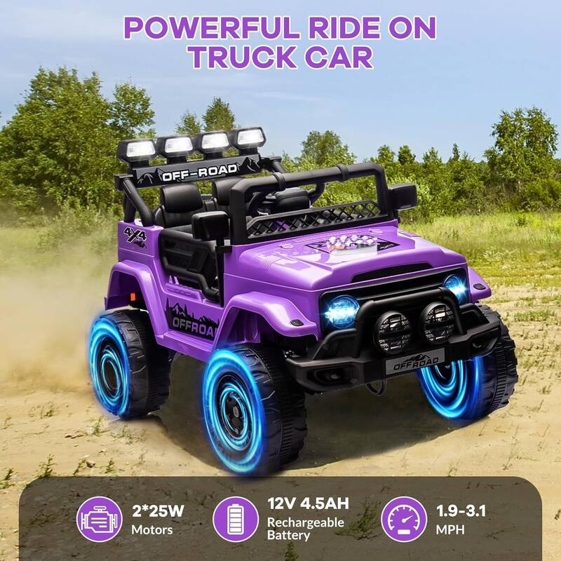 12V Kids Ride on Truck, Ride on Jeep Car with Remote Control