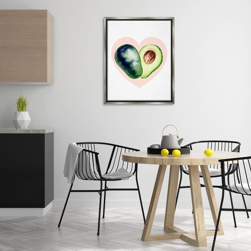 Stupell Heart Shaped Avocado Framed Floater Canvas Wall Art Design By Lil' Rue