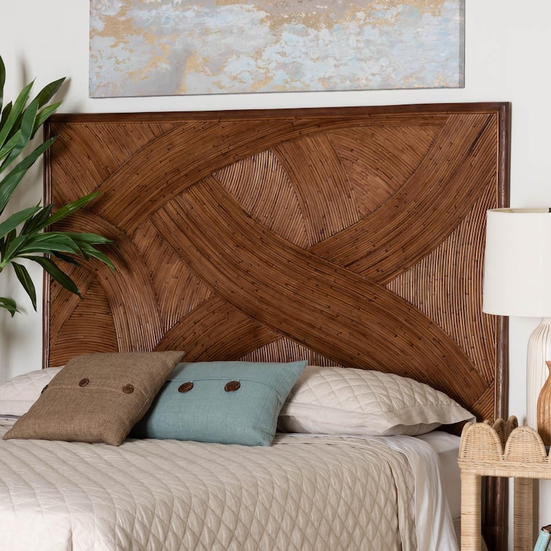 Elettra Bohemian Dark Brown Rattan Standalone Headboard