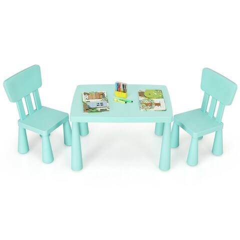 Gymax Kids Table & 2 Chairs Set Toddler Activity Play Dining Study - See Details