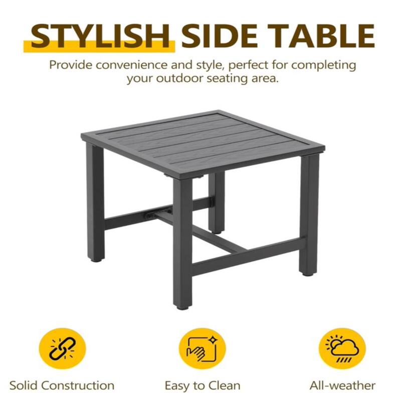 3-Piece Gray Swivel Rocker Patio Bistro Set with Side Table Cushions