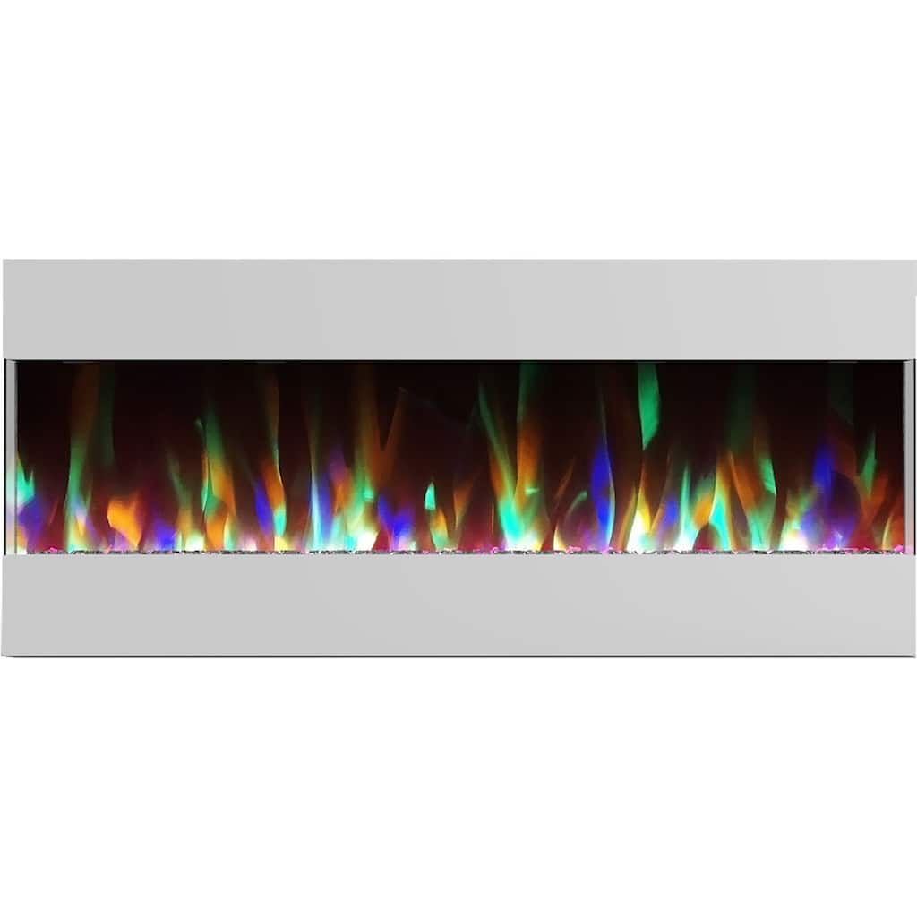 Hanover Fireside 50 In. Recessed/Wall-Mounted Electric Fireplace with Crystals and LED Color-Changing Flame Display - 50 Inch