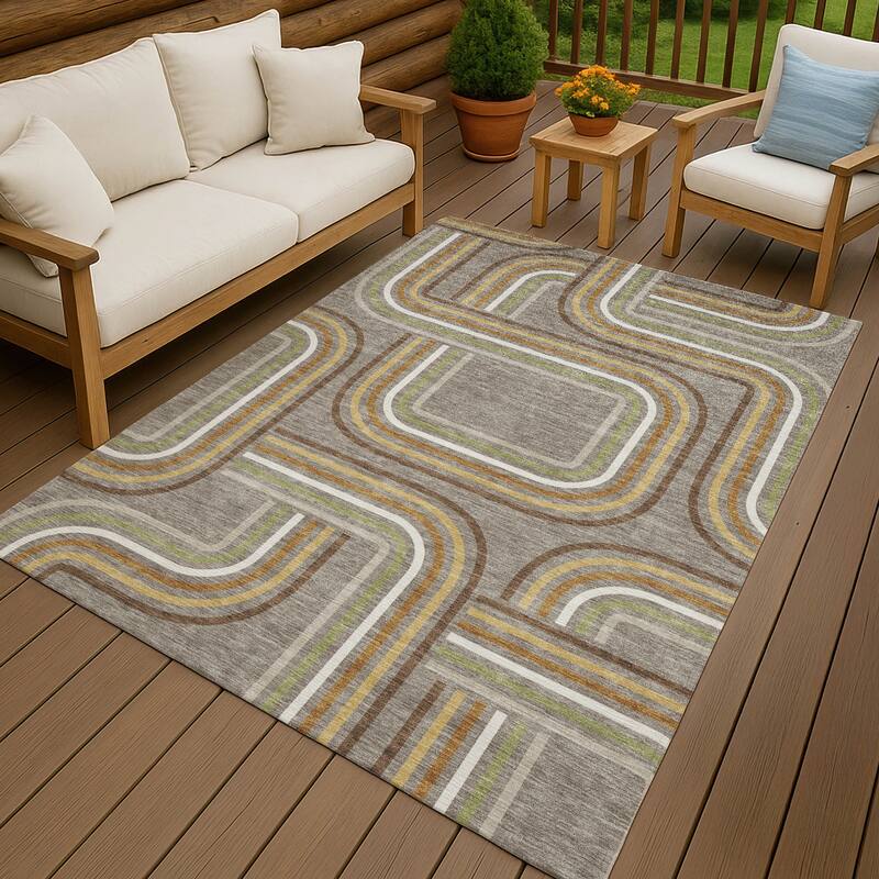 Machine Washable Indoor/ Outdoor Modern Leawood Chantille Rug