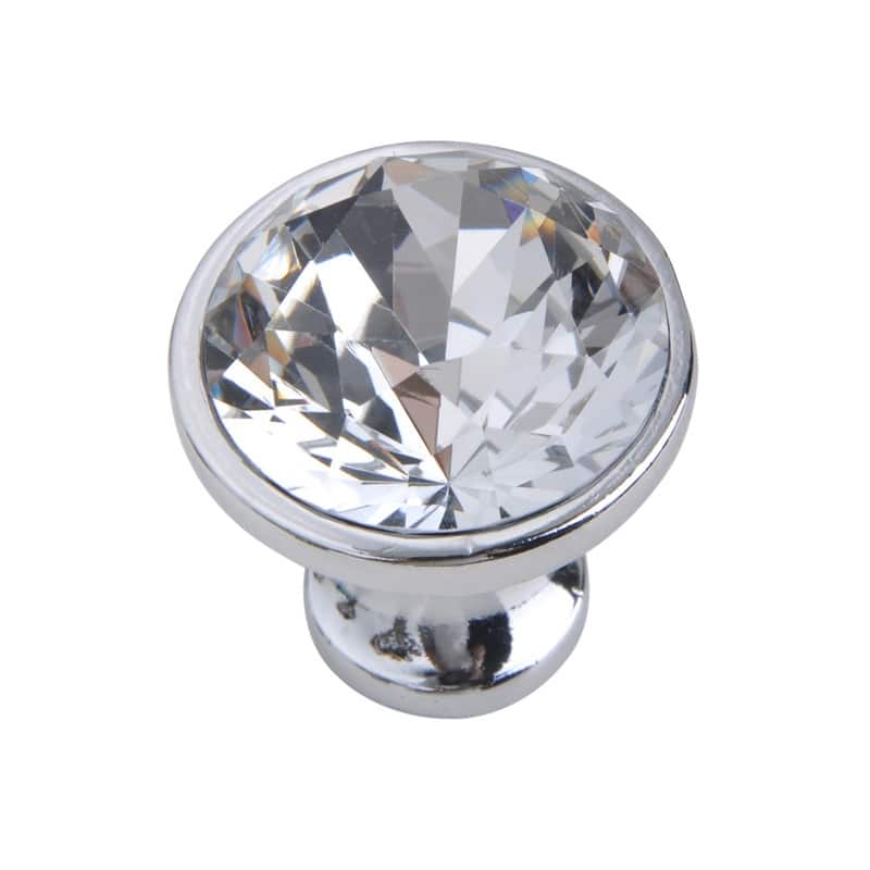 Utopia Alley Gleam Crystal Cabinet Ring Pull Knob - Vintage Cabinet Polished Chrome Hardware with Hand, Pull Knobs 1.2"