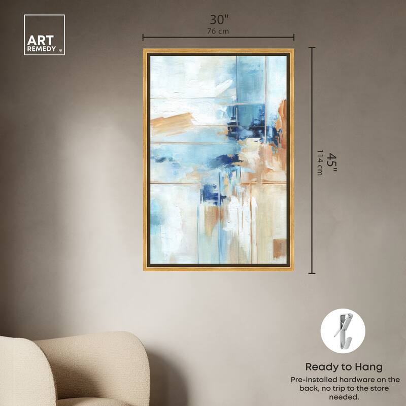 Art Remedy House Of Lines I Framed Blue Abstract 1 Piece Canvas Wall Art
