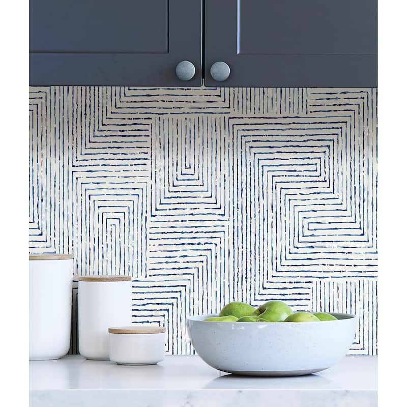 Scott Living Ink Blue Peel and Stick Wallpaper