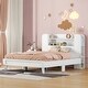 preview thumbnail 1 of 7, White Full Size Platform Bed, Bookshelf Headboard, Space-Saving Design, Sturdy Construction Full - White