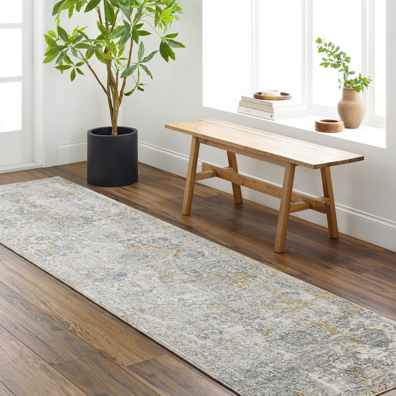 Livabliss Transitional Dresden Abstract Area Rug - 2'7" x 10' - Grey/Silver