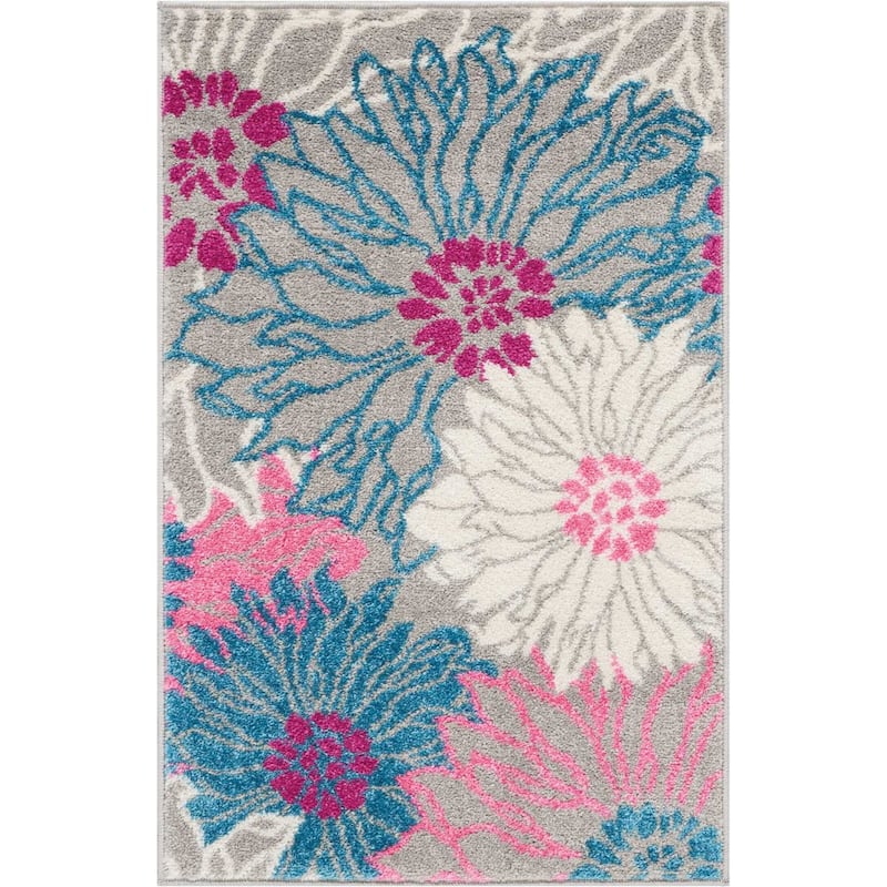 Nourison Passion Abstract Modern Floral Area Rug - 1'8" x 2'8" - Pink/Grey