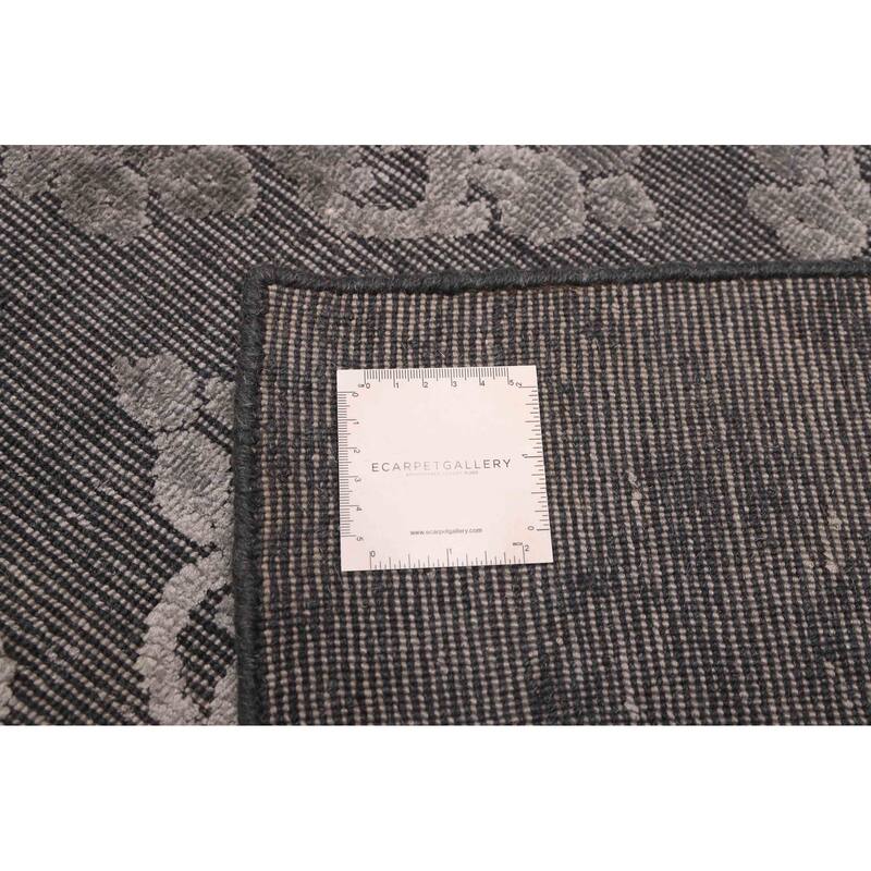 ECARPETGALLERY Hand Loomed Elysian Dark Grey Viscose, Wool Rug - 6'7 x 10'0