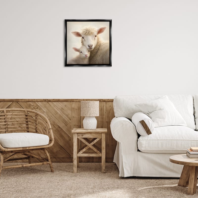 Stupell Lamb & Sheep Cuddles Framed Floater Canvas Wall Art Design By Heidi Kuntz