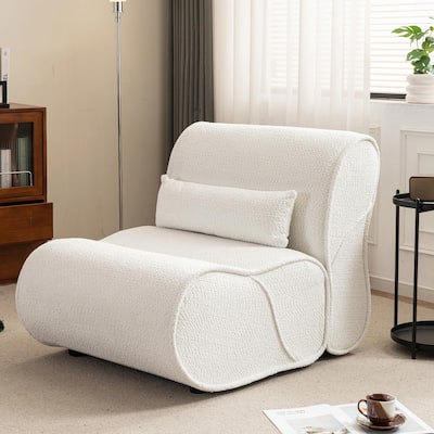 Soft Velvet Recliner Chair - Comfortable Lounge Chair with Waist Padding