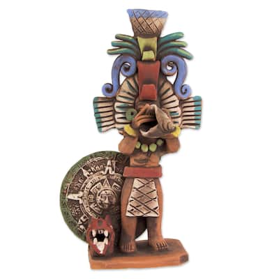 Novica Handmade Priest Of The Aztecs Ceramic Sculpture