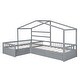 preview thumbnail 8 of 16, Twin Size L-Shaped House Platform Bed With Three Storage Drawers,Sturdy Frame For Bedroom