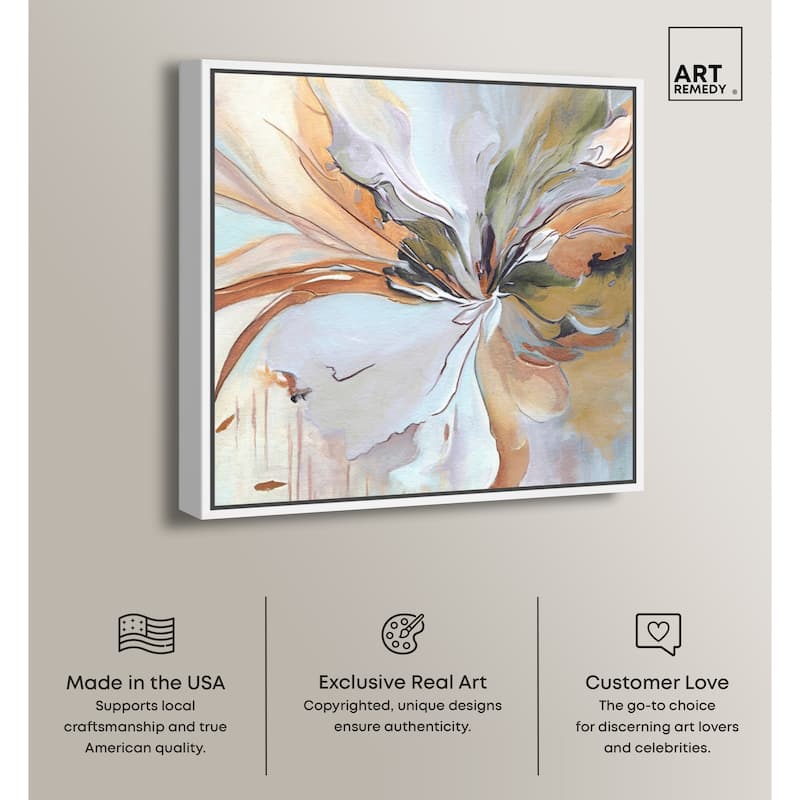 Art Remedy Golden Aesthetic Framed Boho Abstract 1 Piece Canvas Wall Art