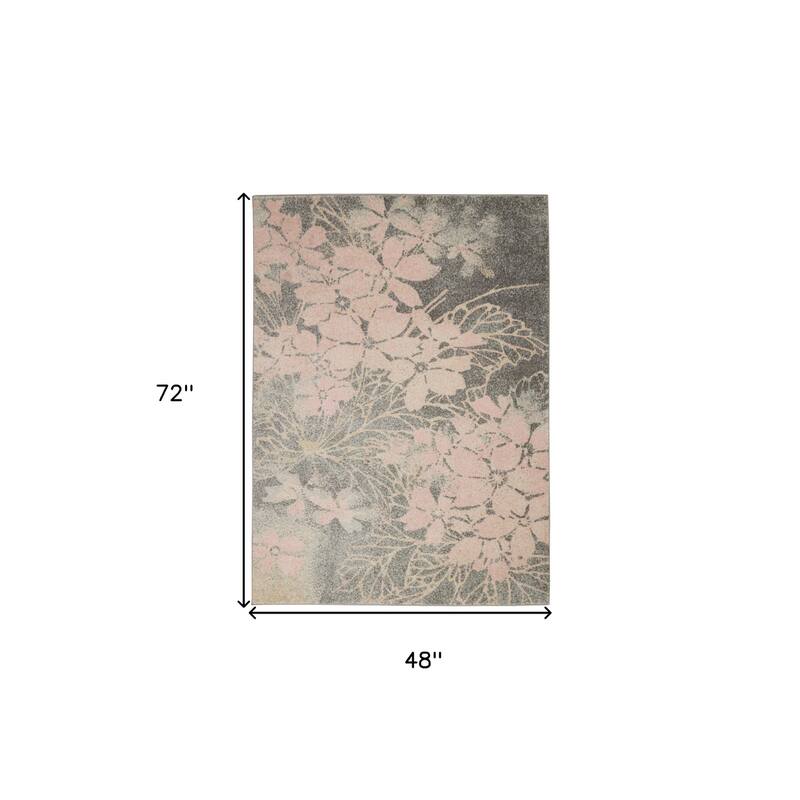 HomeRootsFloral Contemporary Rectangle Area Rug - 72' X '48' X '0.5