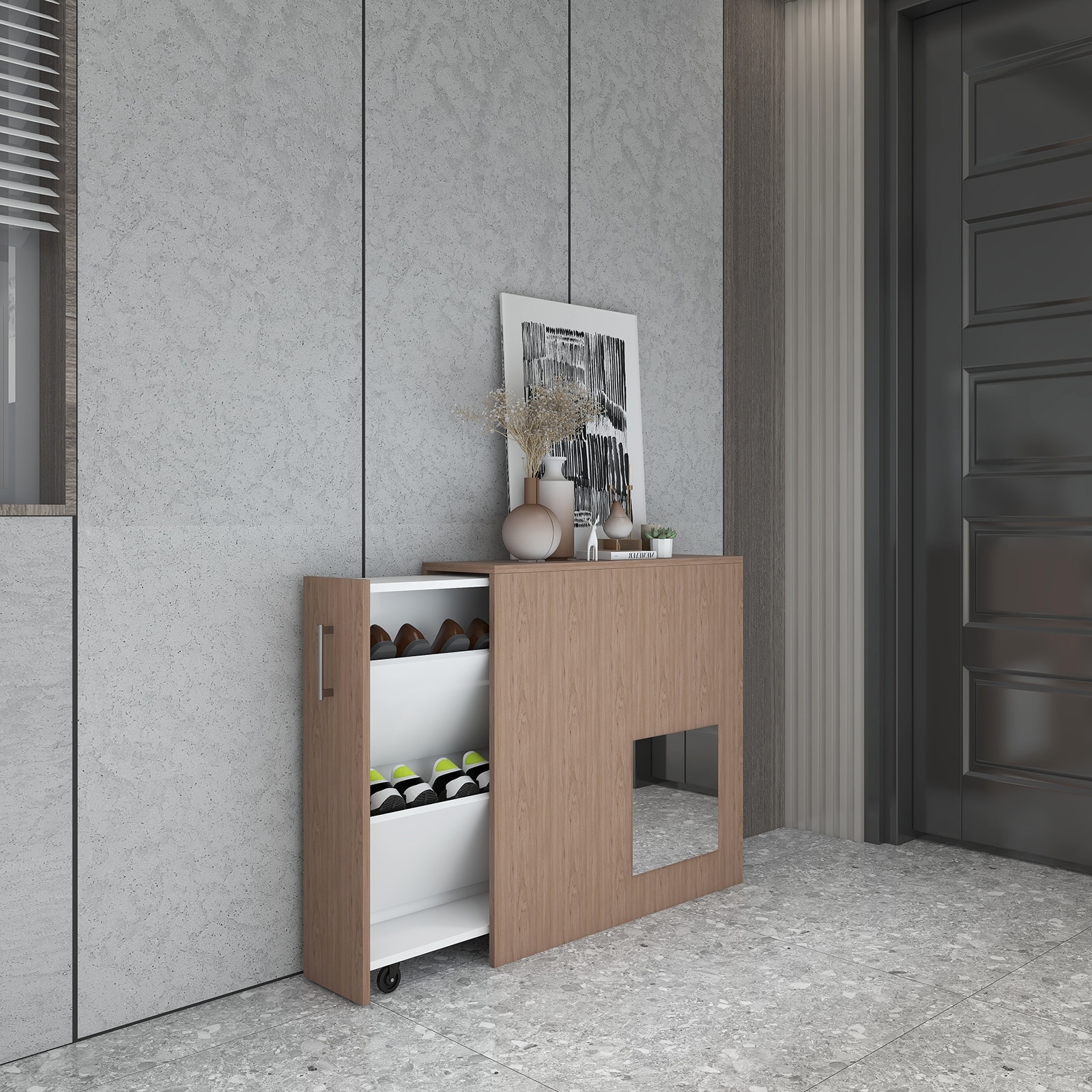 Pull out shoe rack Modern Shoe Cabinet with Hidden Shoe Rack Pull