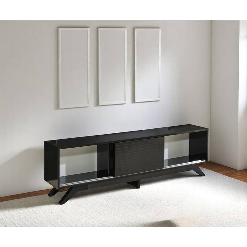 Lucina Modern TV Stand with 2 Sliding Door Cabinet 2 Shelves, Living Room Entertainment Center