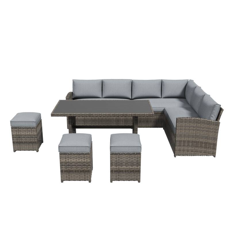 Outdoor 7-piece Wicker Dining Set Patio Sofa Furniture