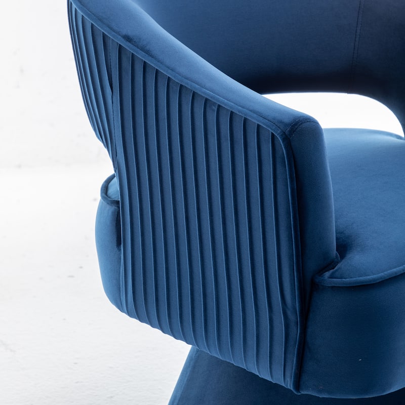 SEYNAR Modren Velvet Living Room Swivel Arm Barrel Chair with Tufted Back