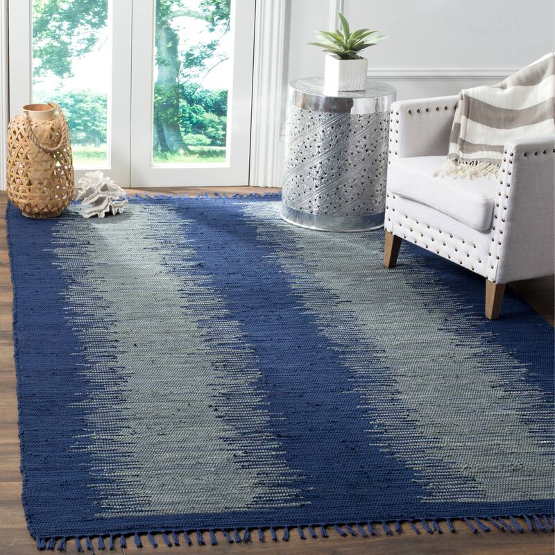 SAFAVIEH Handmade Flatweave Montauk Darcy Casual Cotton Rug - 6' x 9' - Navy