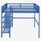 preview thumbnail 3 of 7, Blue Metal Loft Bed with 4-Tier Shelves and Storage