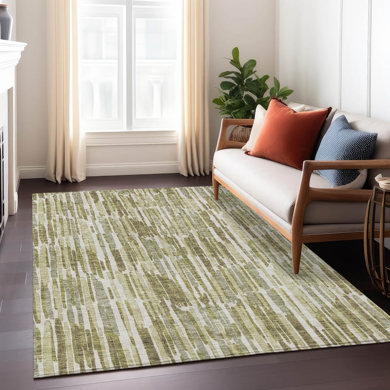 Machine Washable Indoor/ Outdoor Chantille Abstract Watercolor Rug